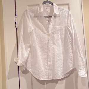 GAP white eyelet button down top